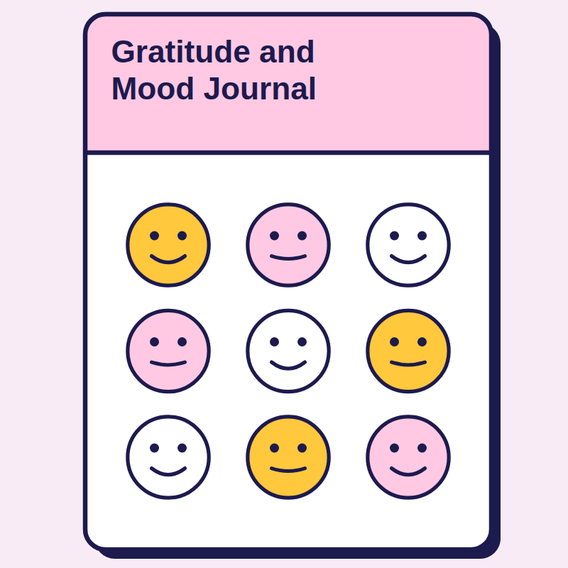 Inside pages of Gratitude and Mood Journal