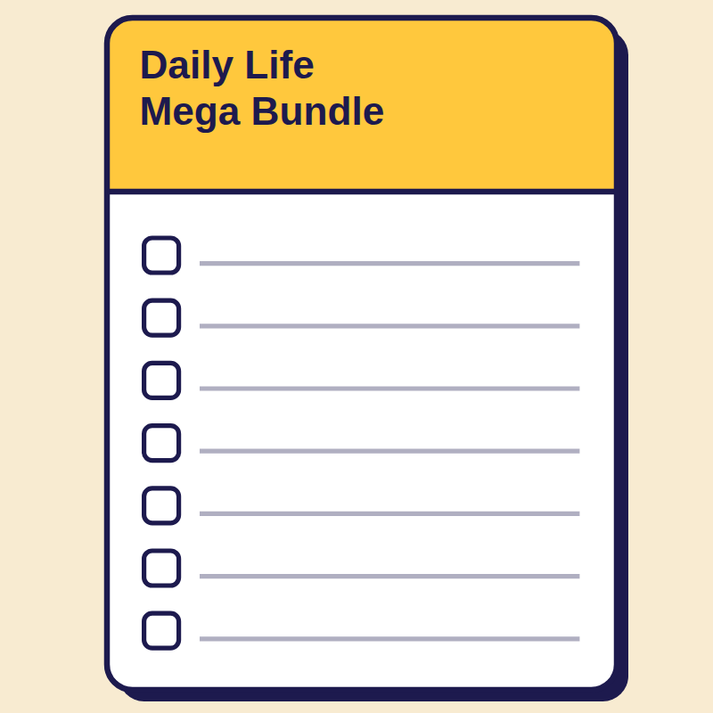 Inside pages of Daily Life Mega Bundle