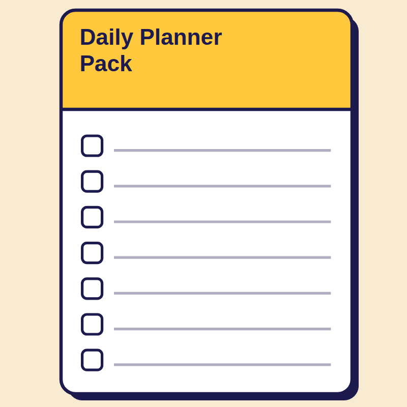 Inside pages of Daily Planner Pack