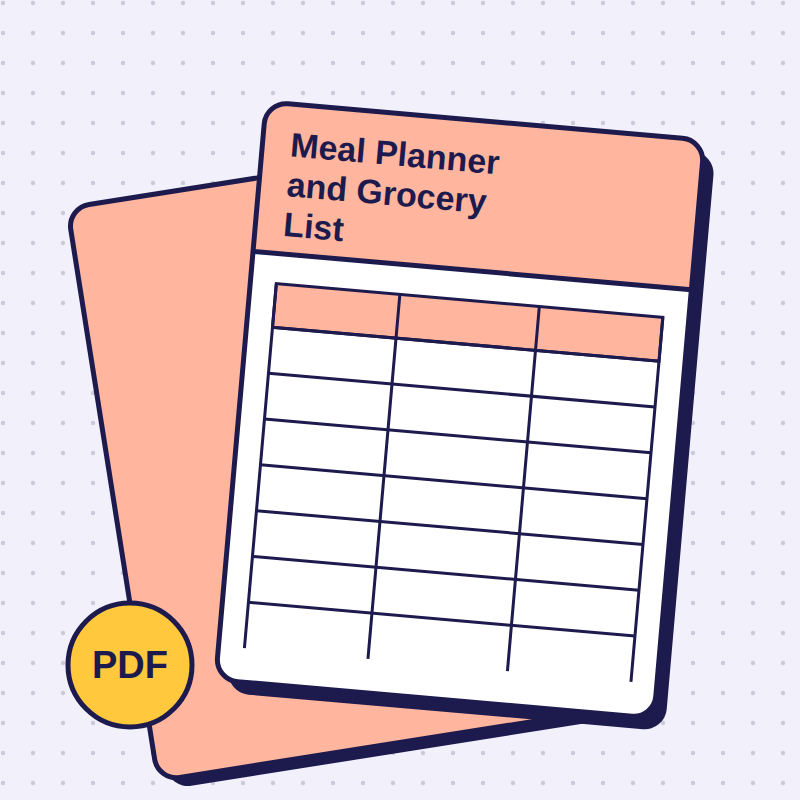 Meal Planner and Grocery List printable PDF cover